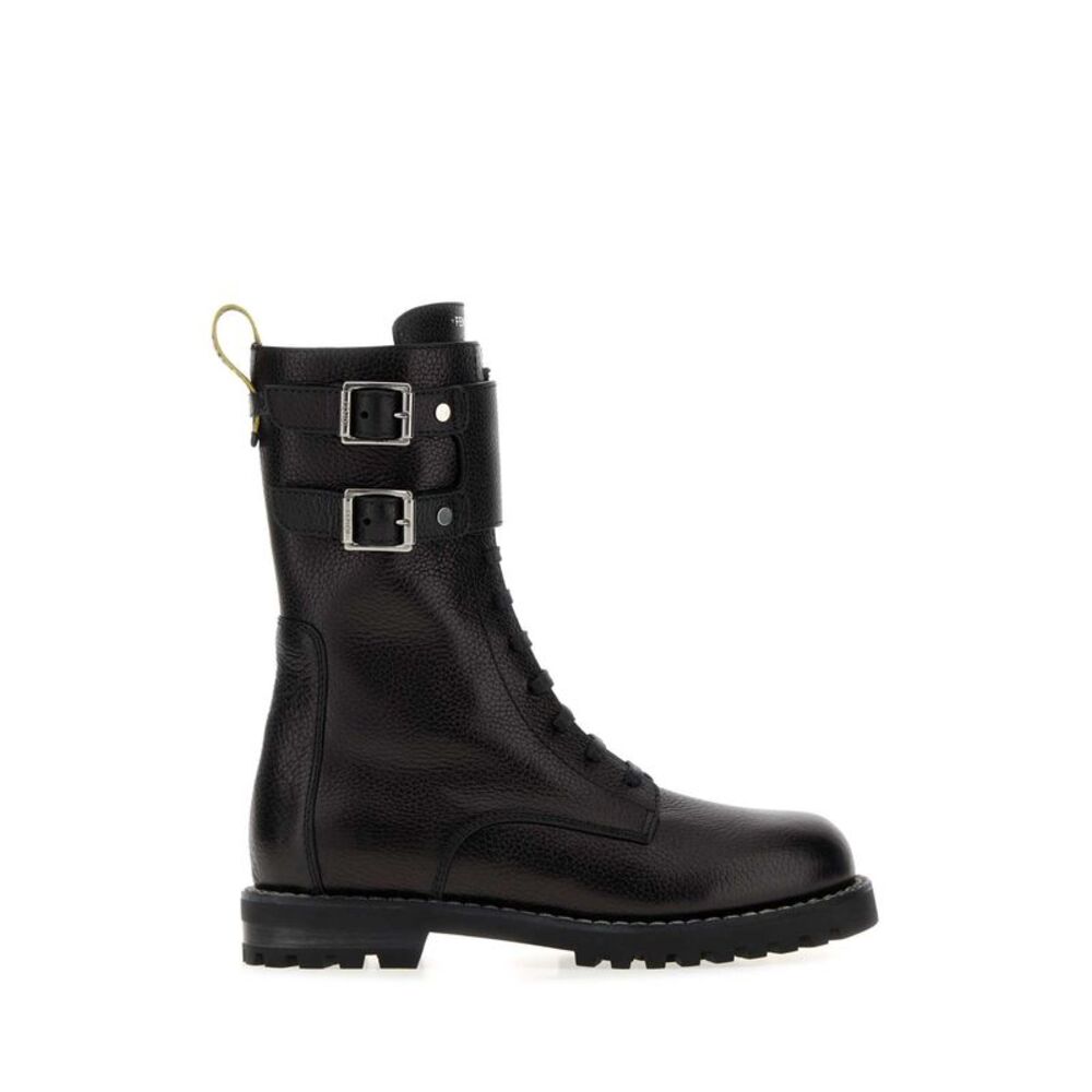 Fendi Women Black Leather Fendi Commando Boots